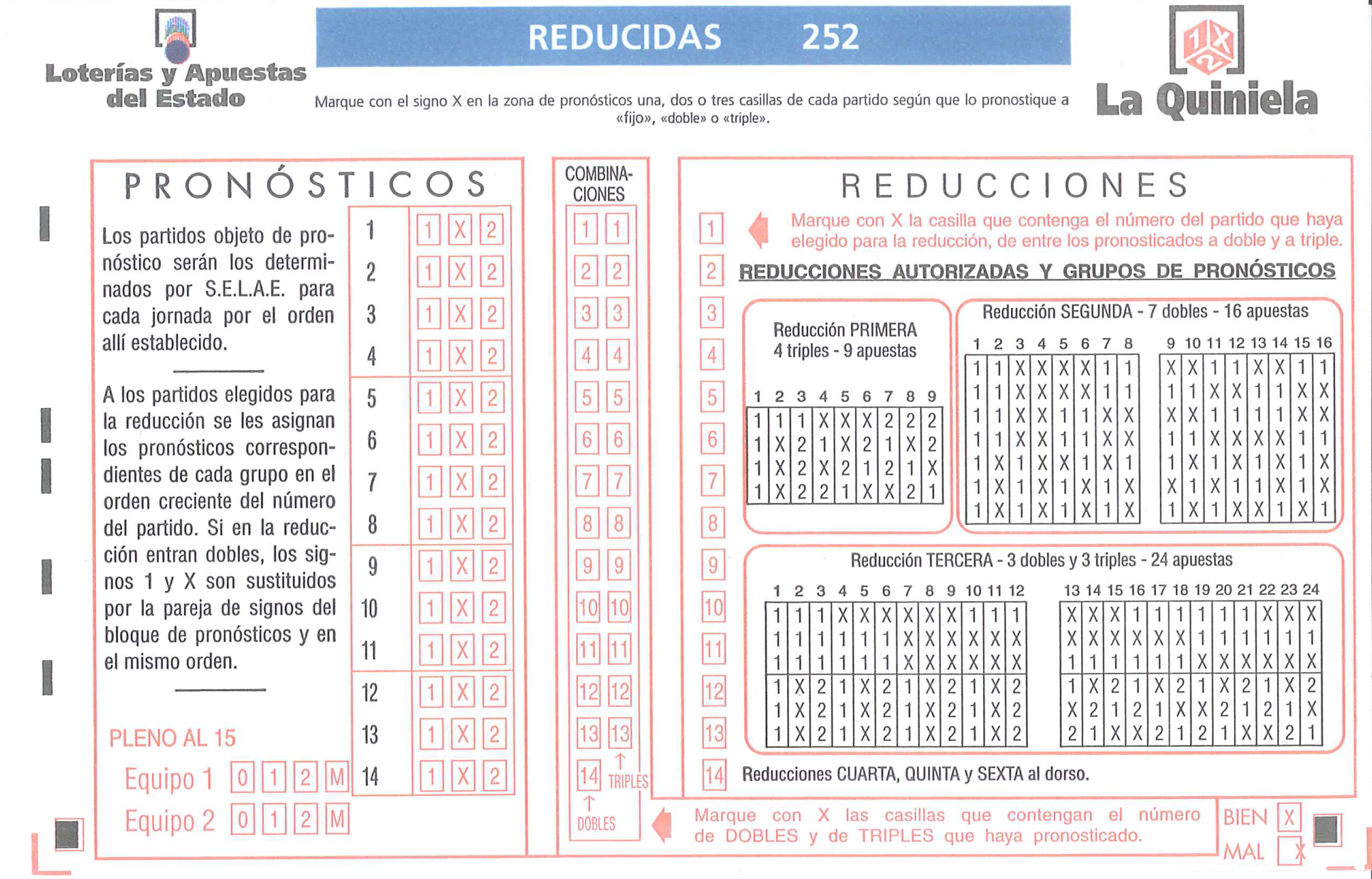 Posibles resultados de la quiniela